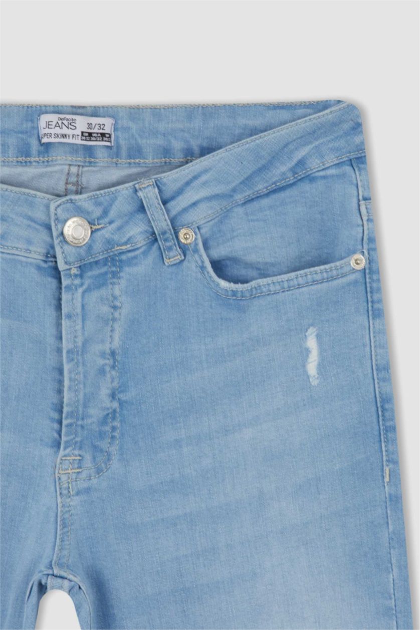 HOMME BLEU Clair Pantalon En Jean Déchiré Coupe Super Skinny