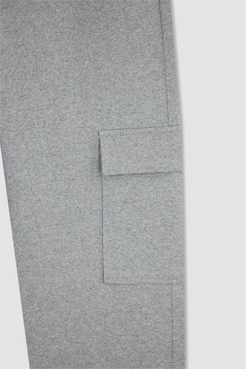 Kadın Açık Gri Coool Regular Fit Kargo Cepli Pantolon