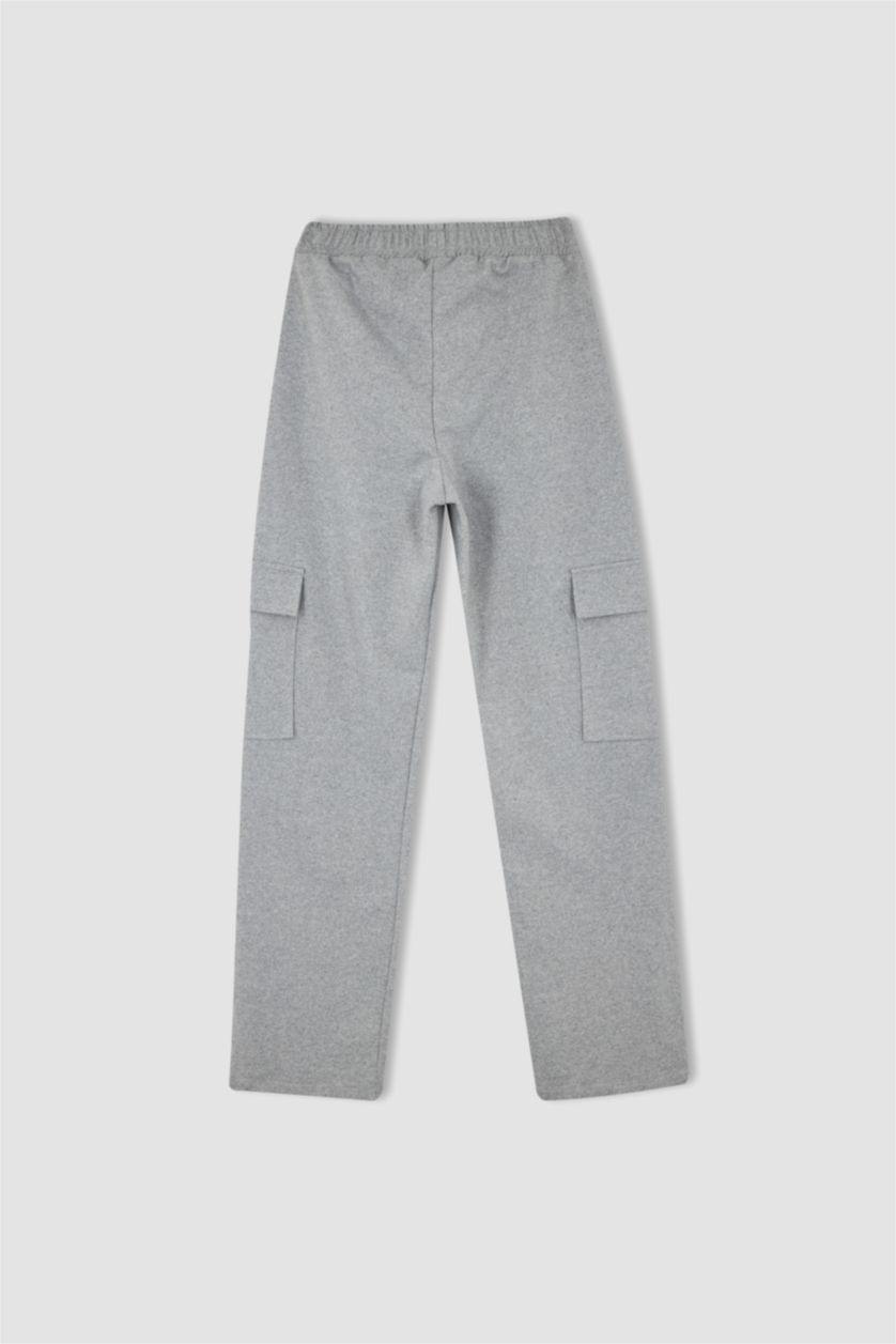 Kadın Açık Gri Coool Regular Fit Kargo Cepli Pantolon