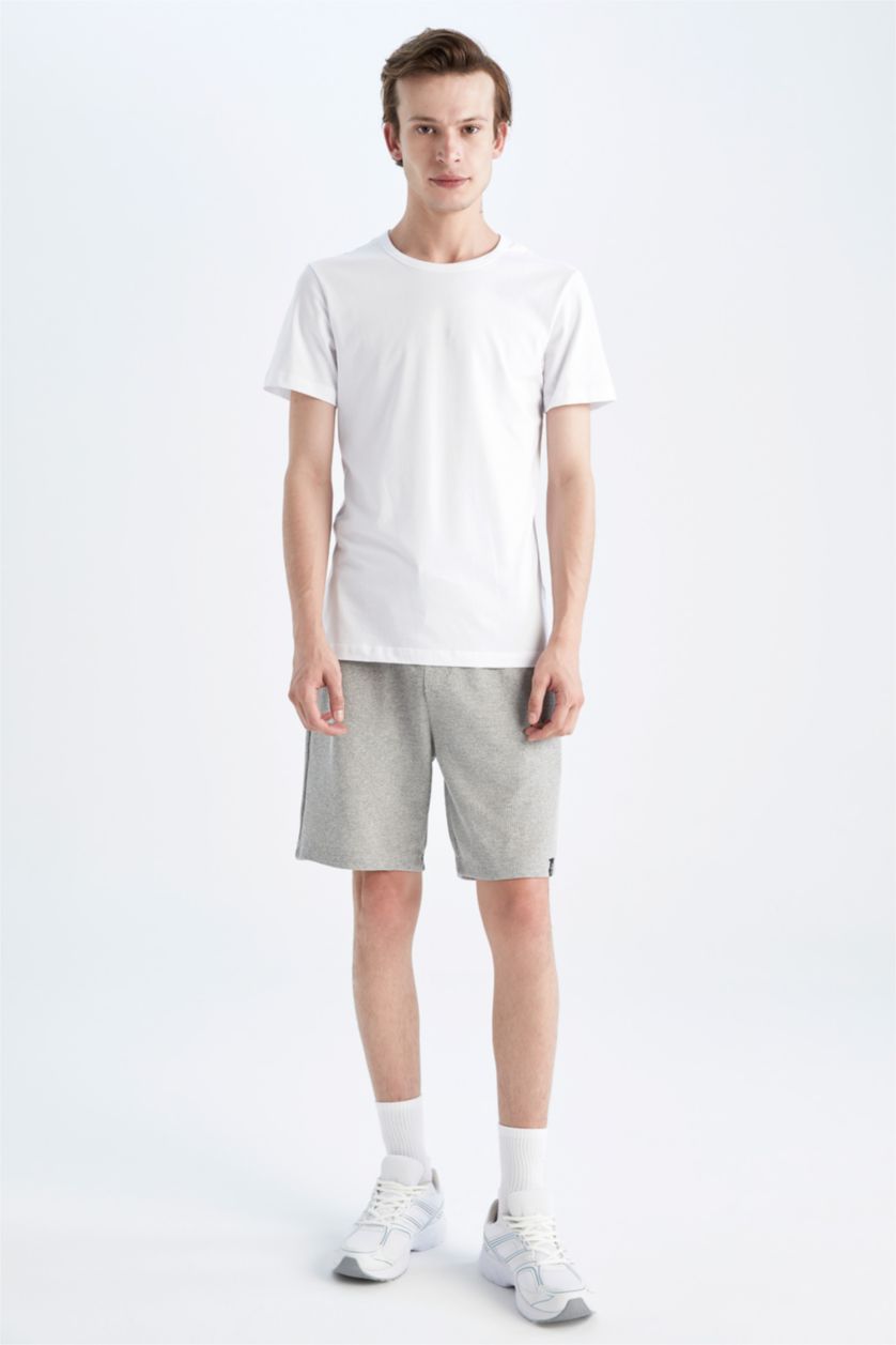 HOMME Blanc T-Shirt Coupe Slim À Col Ras Du Cou