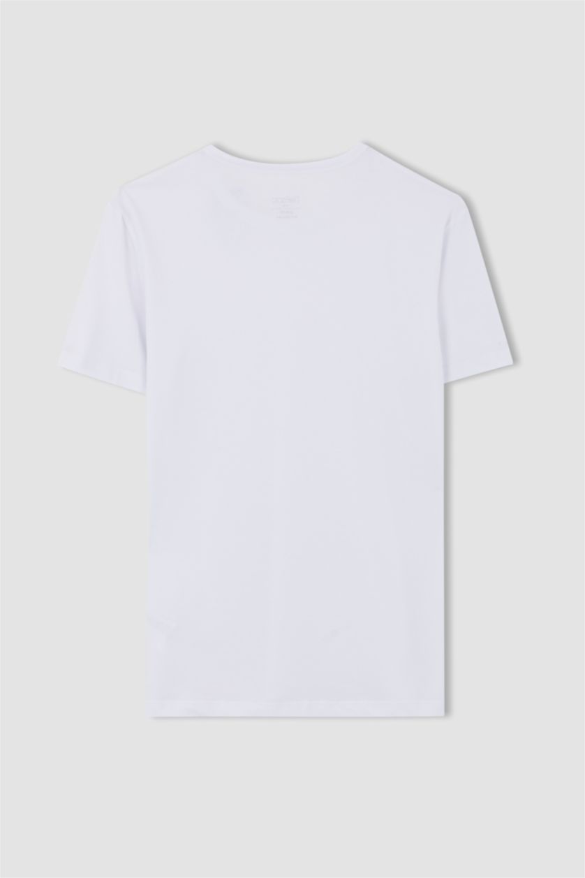 HOMME Blanc T-Shirt Coupe Slim À Col Ras Du Cou