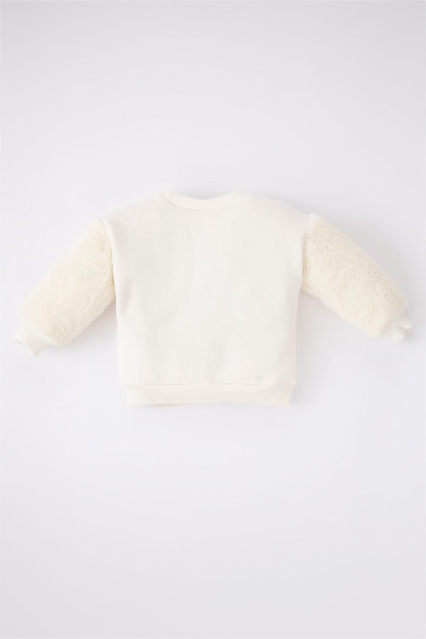 BÉBÉ FILLE Écru Sweat- Shirt Tissu Sweat Épais Coupe Régulière Col Ras Du Cou Nouvel an