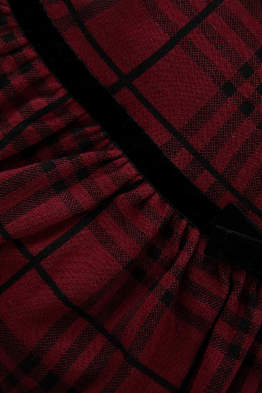 BABY GIRL Bordeaux 3 piece Regular Fit Baby Collar Plaid Set