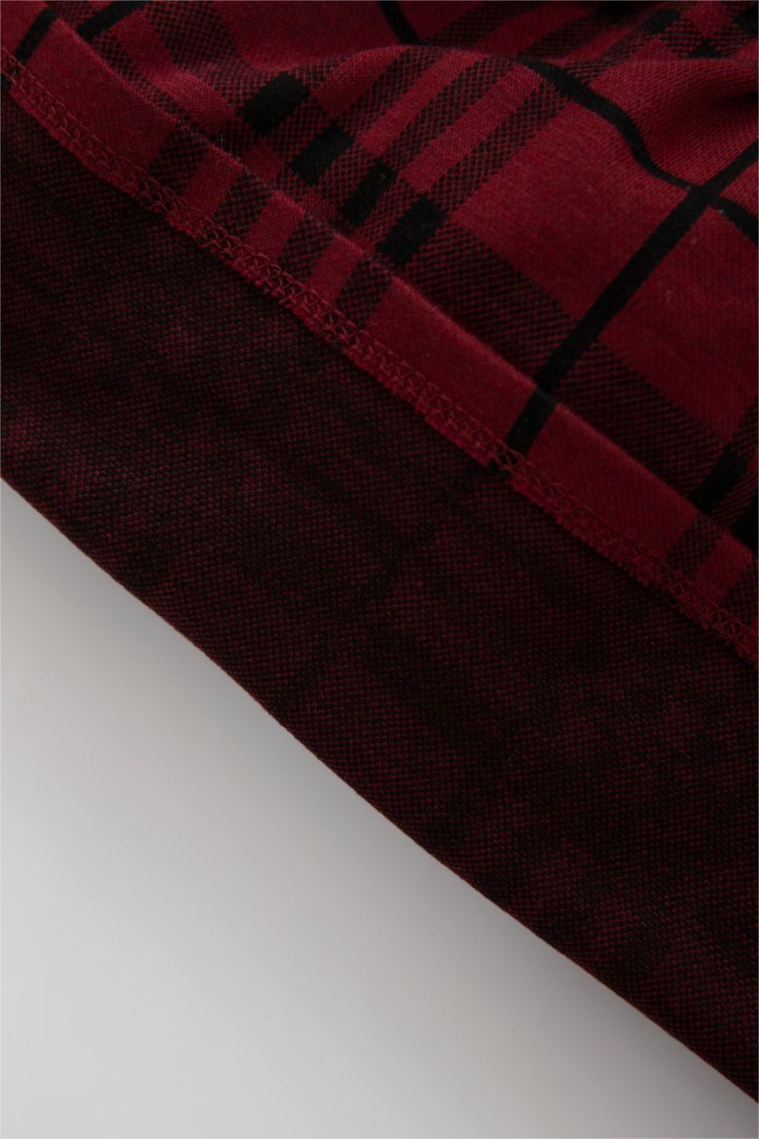 BABY GIRL Bordeaux 3 piece Regular Fit Baby Collar Plaid Set