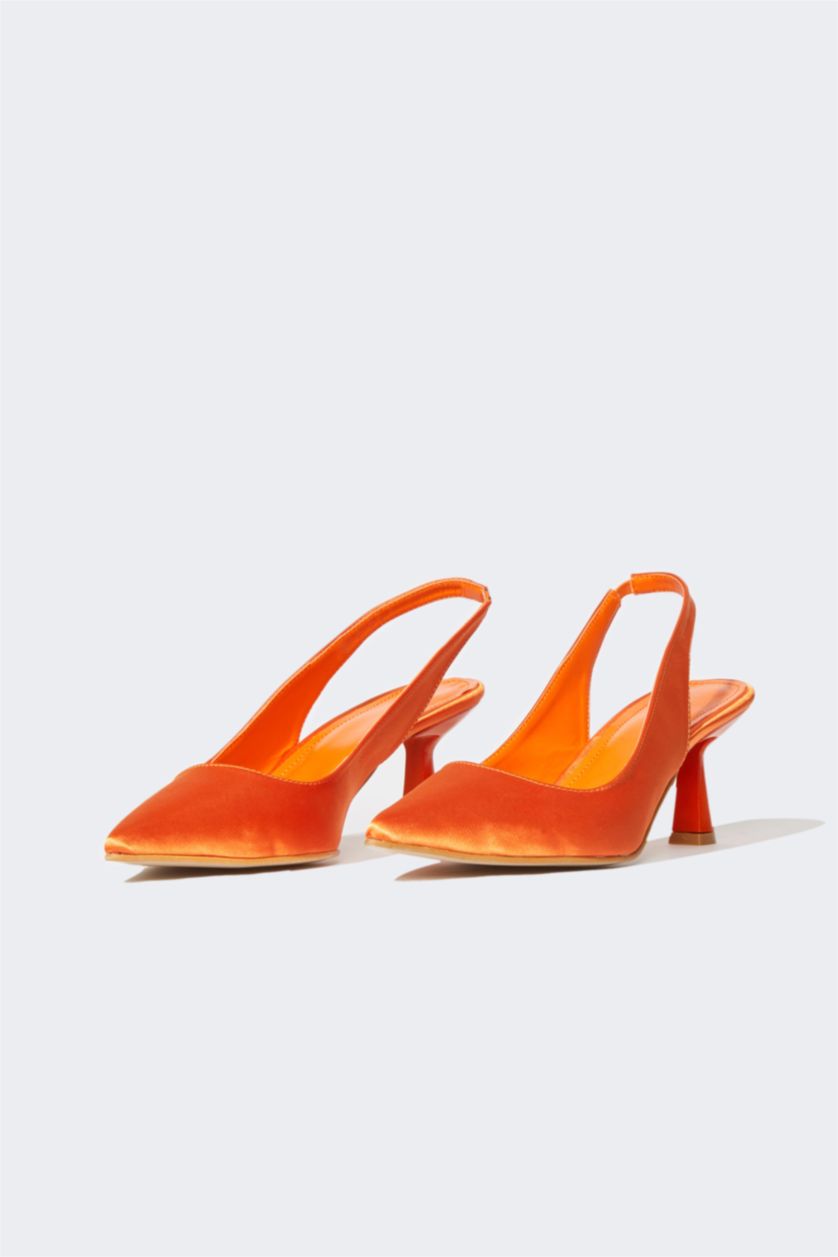 نساء برتقالي حذاء كعب عالي بكعب عالي