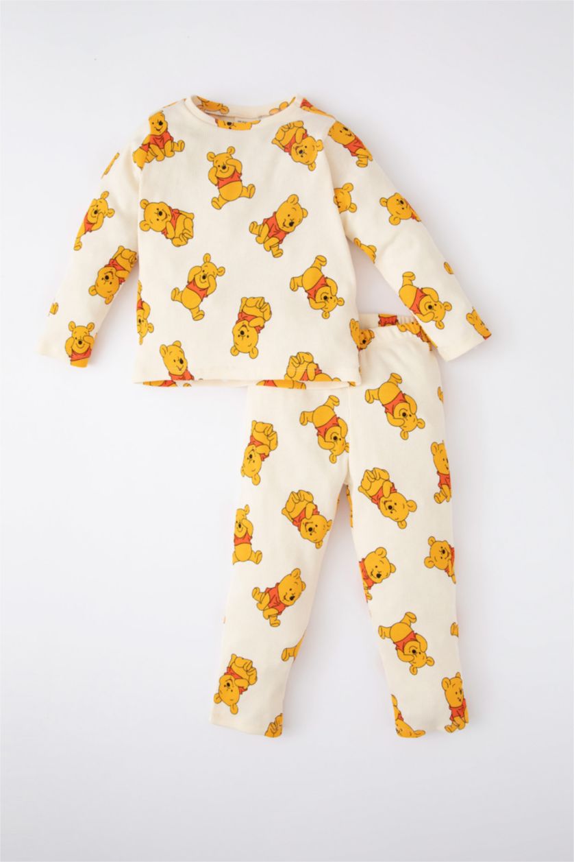 Erkek Bebek Bej Erkek Bebek Winnie The Pooh Fitilli Kaşkorse Uzun Kollu Pijama Takım