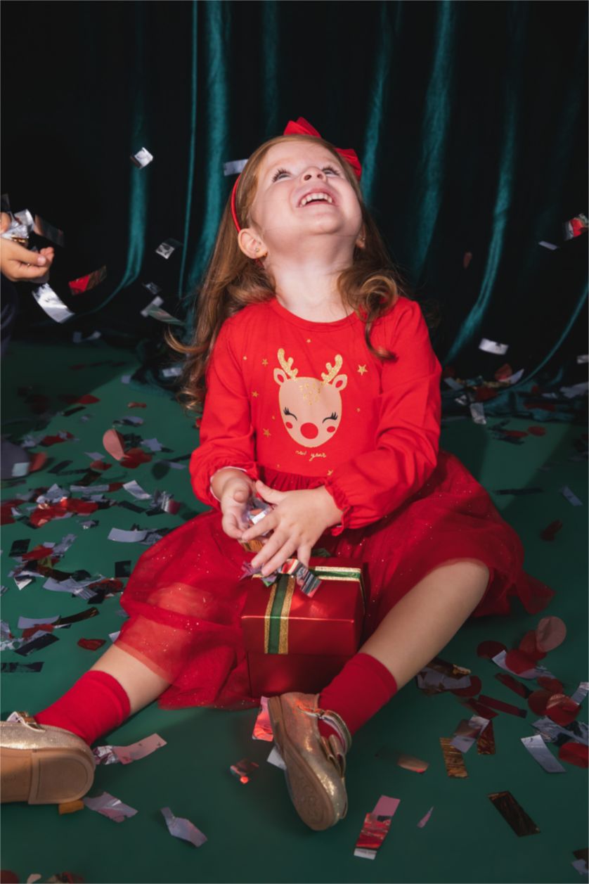 Kız Bebek Kırmızı Kız Bebek Yılbaşı Temalı 2'li Takım