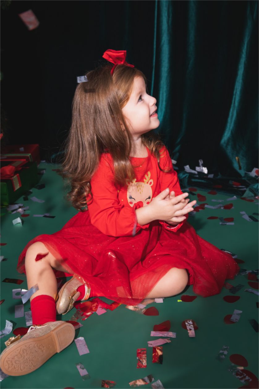 Kız Bebek Kırmızı Kız Bebek Yılbaşı Temalı 2'li Takım