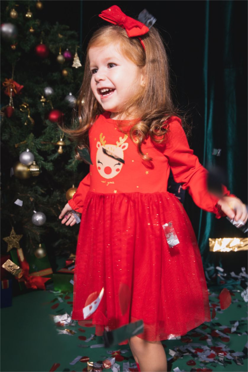 Kız Bebek Kırmızı Kız Bebek Yılbaşı Temalı 2'li Takım