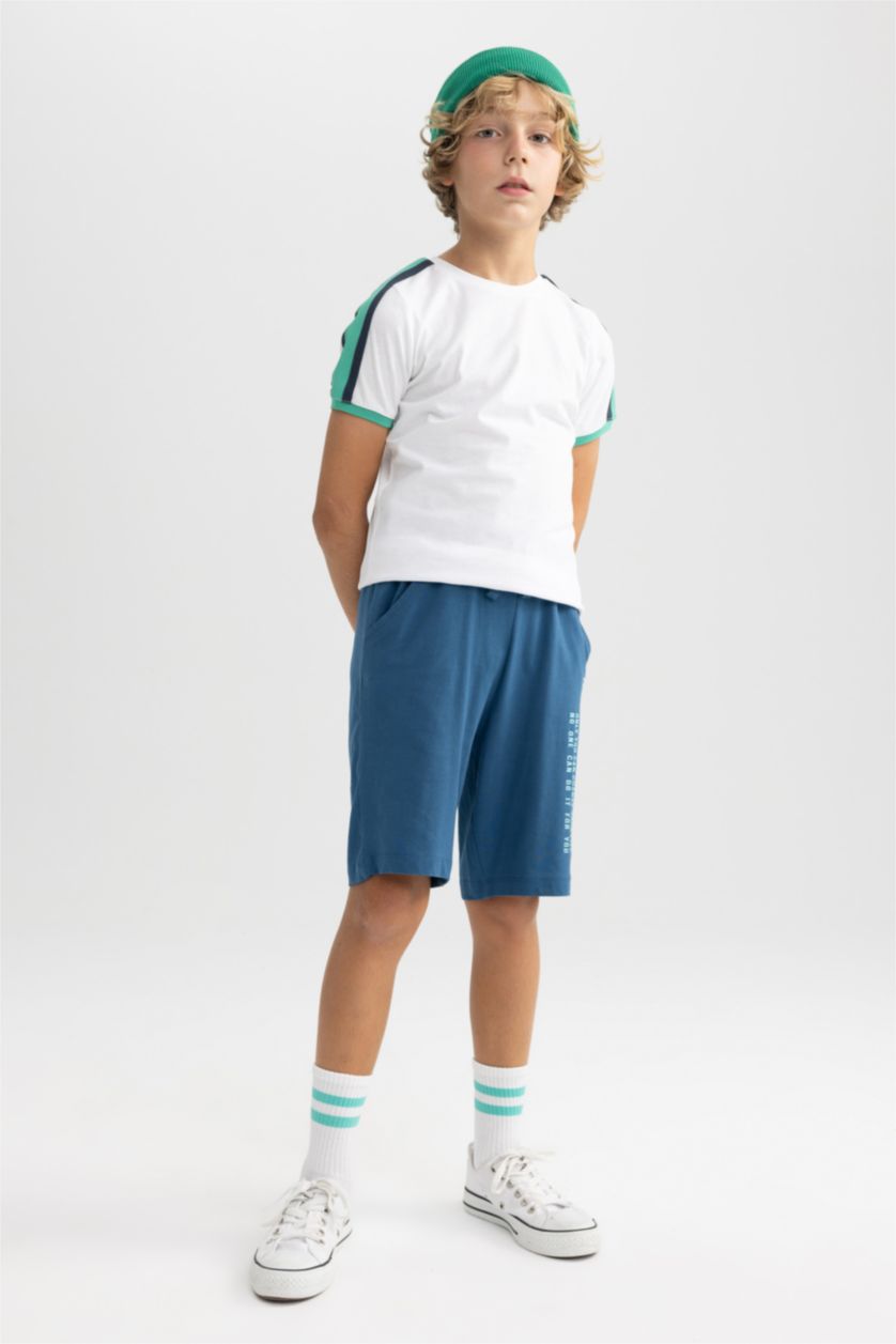 أولادي أزرق غامق شورت اولادي جيرسي قصة عادية