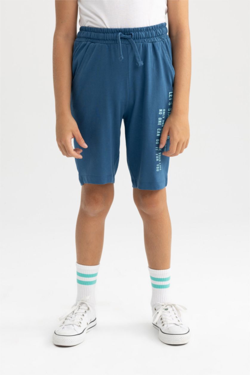 أولادي أزرق غامق شورت اولادي جيرسي قصة عادية