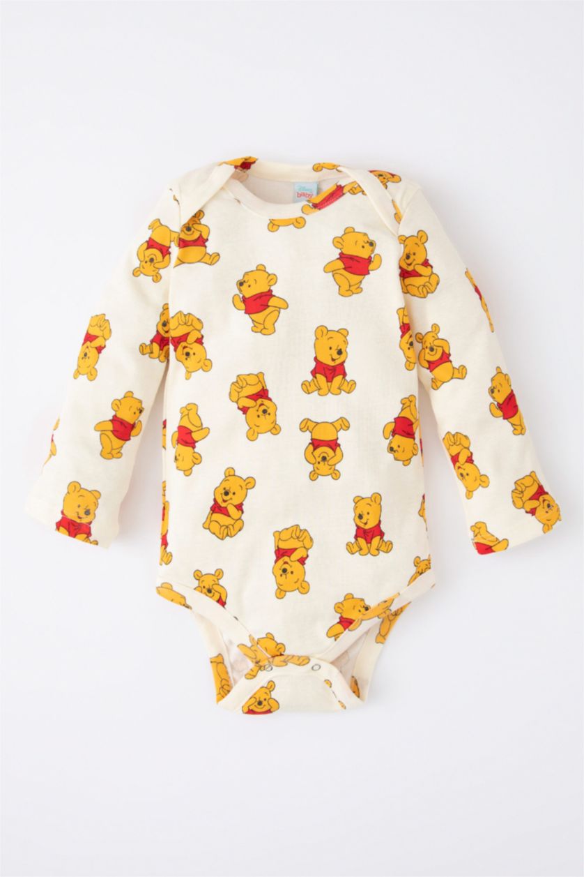Erkek Bebek Kum Erkek Bebek Winnie The Pooh  Bisiklet Yaka Uzun Kollu Çıtçıtlı Body