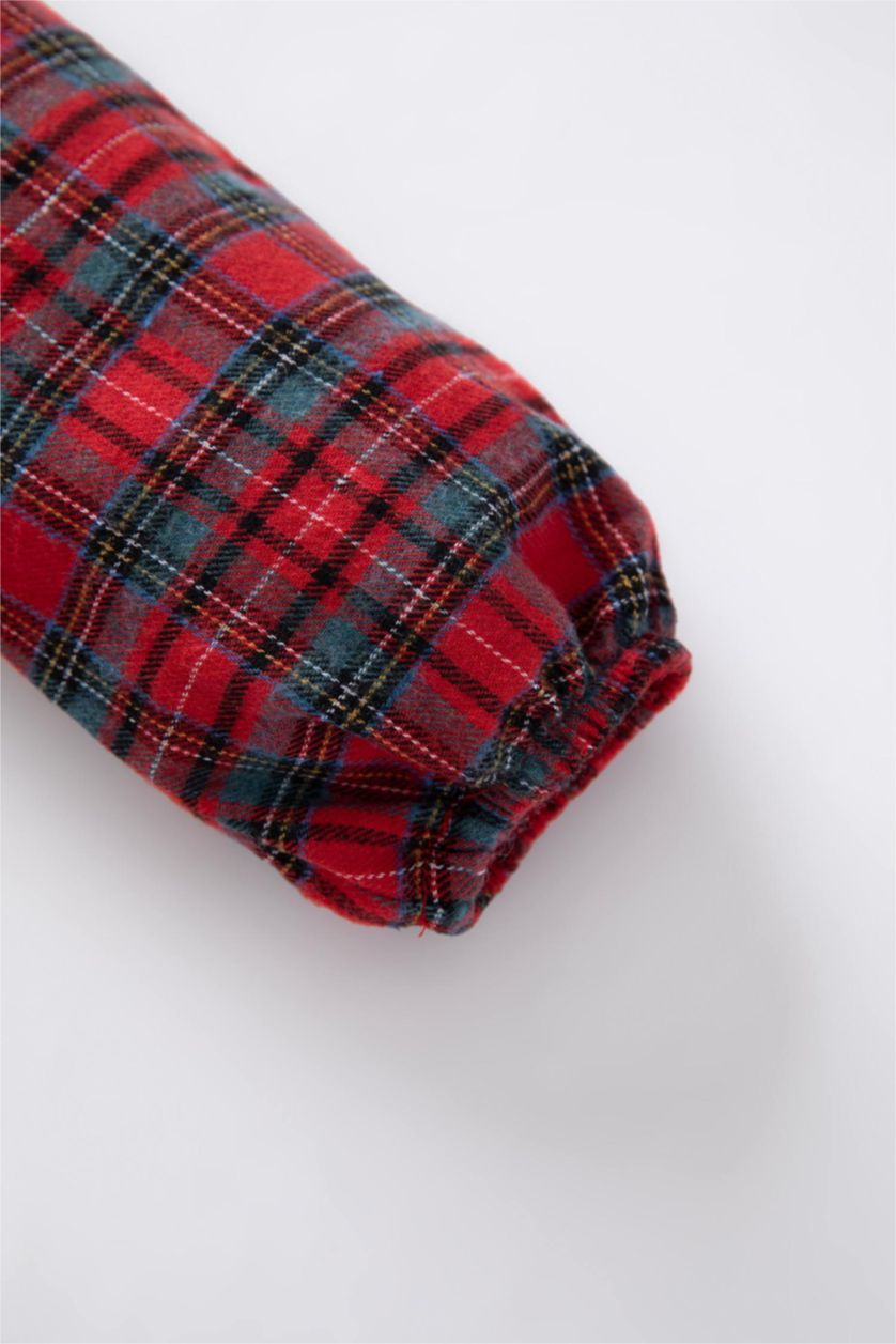 Baby Girl Red Regular Fit Plaid Long Sleeve Woven Dress