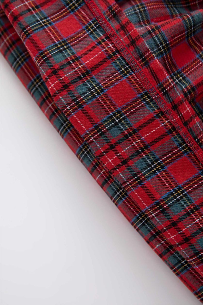 Baby Girl Red Regular Fit Plaid Long Sleeve Woven Dress