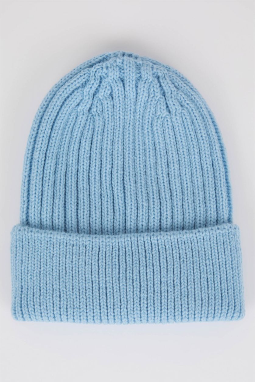 BÉBÉ GARÇON Bleu Bonnet en tricot avec étiquette tissée pour bébé garçon