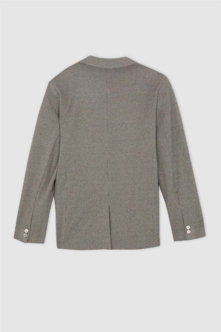 Erkek Gri Slim Fit Astarlı Blazer Ceket