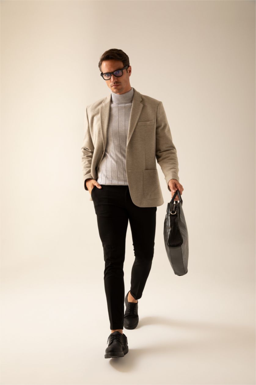 HOMME Beige Blazer Coupe Moderne Doublé