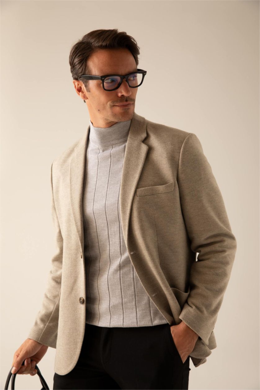 HOMME Beige Blazer Coupe Moderne Doublé
