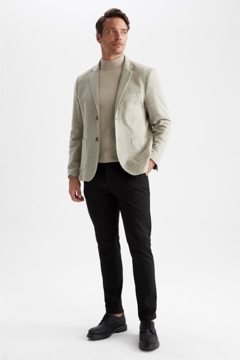 HOMME Beige Blazer Coupe Moderne Doublé