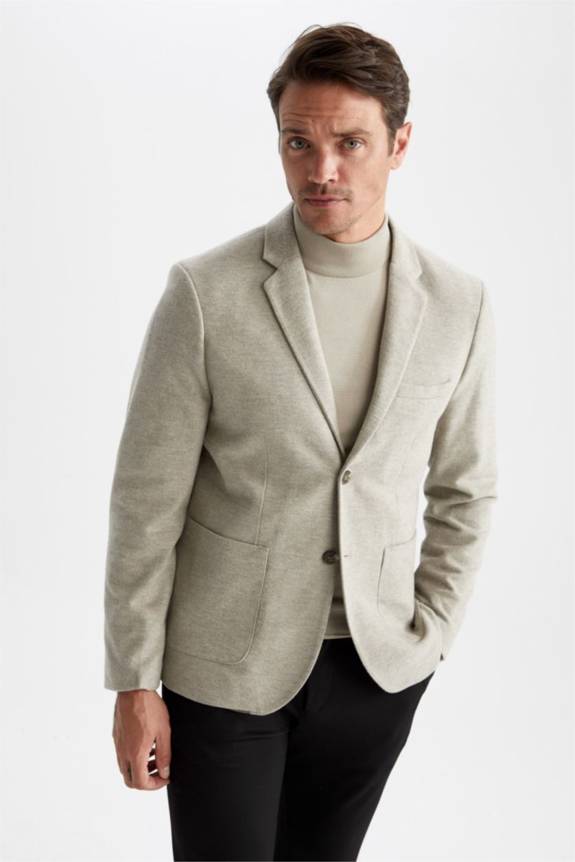 HOMME Beige Blazer Coupe Moderne Doublé