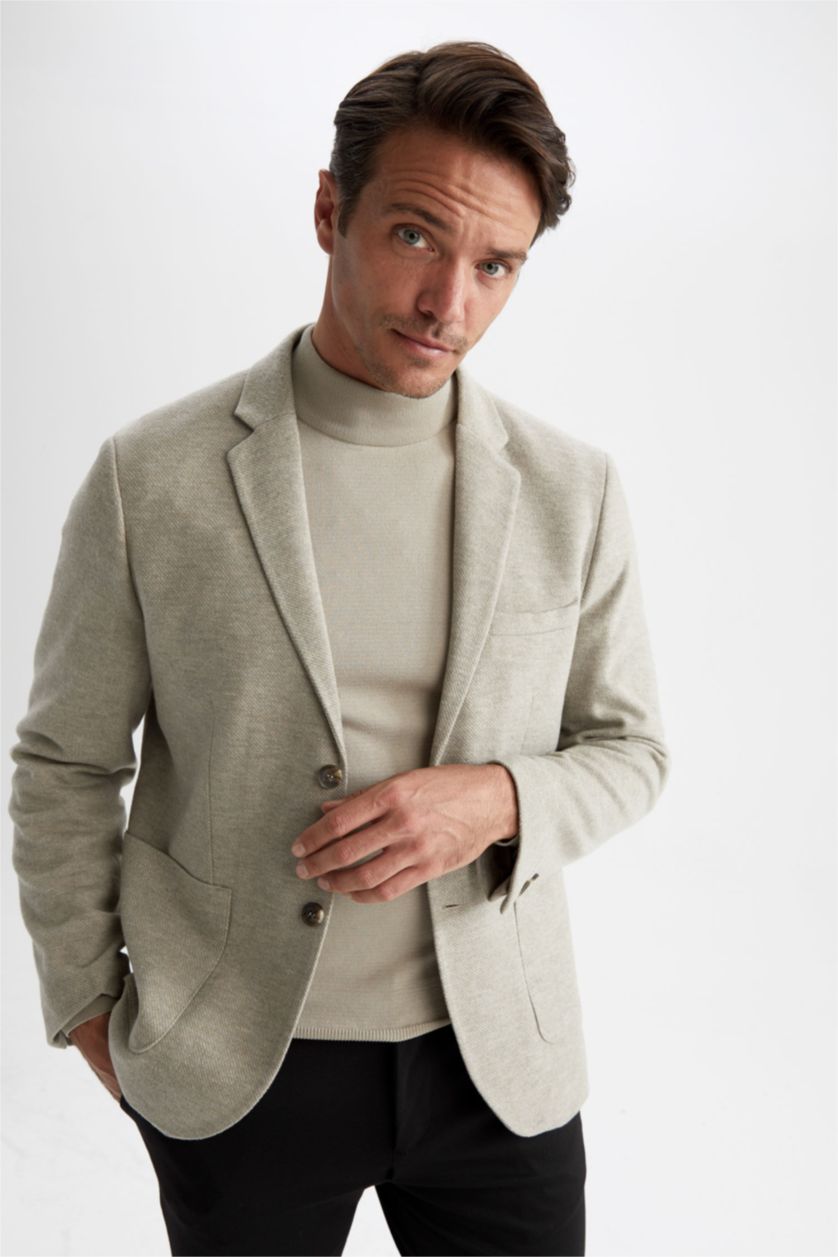 HOMME Beige Blazer Coupe Moderne Doublé