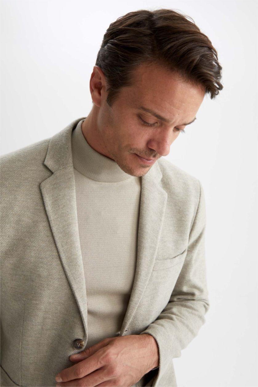 HOMME Beige Blazer Coupe Moderne Doublé