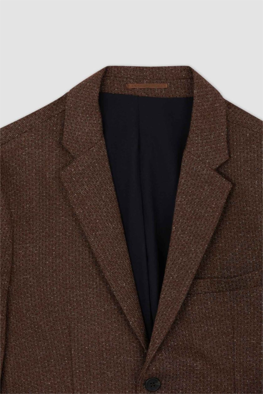 Erkek Koyu Vizon Modern Fıt Astarlı Blazer Ceket