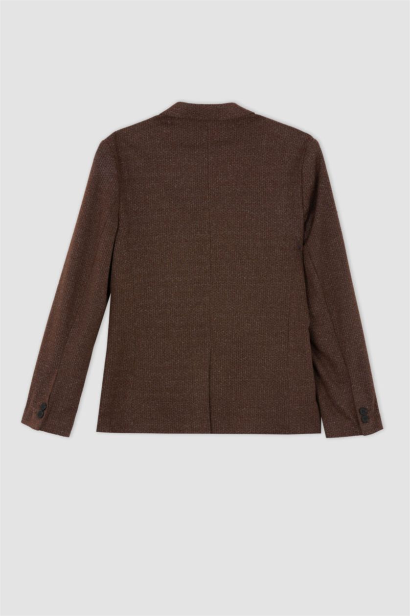 Erkek Koyu Vizon Modern Fıt Astarlı Blazer Ceket