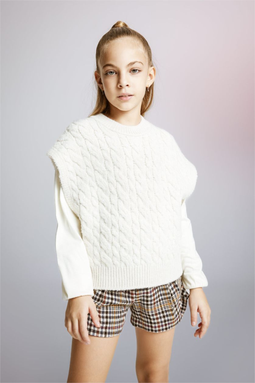 GIRLS & TEENS Ecru Girl Regular Fit Knitwear Sweater