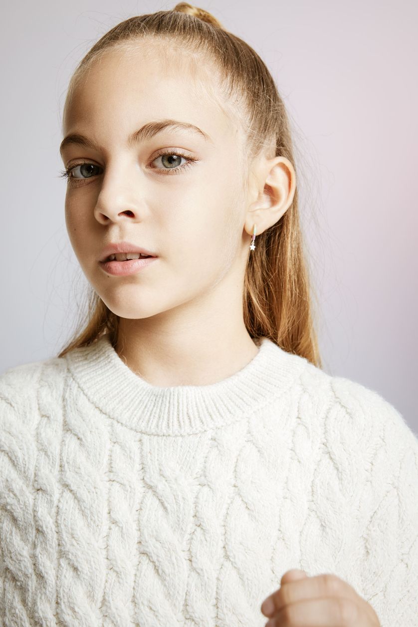 GIRLS & TEENS Ecru Girl Regular Fit Knitwear Sweater