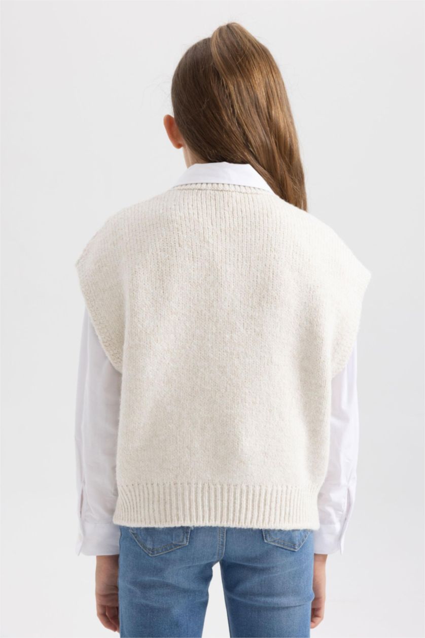 GIRLS & TEENS Ecru Girl Regular Fit Knitwear Sweater