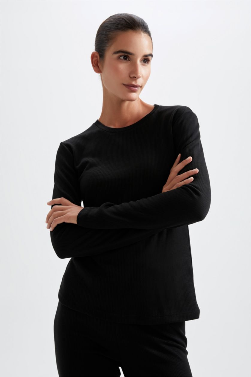 FEMME Noir Slim Fit Thermal Knitted Tops
