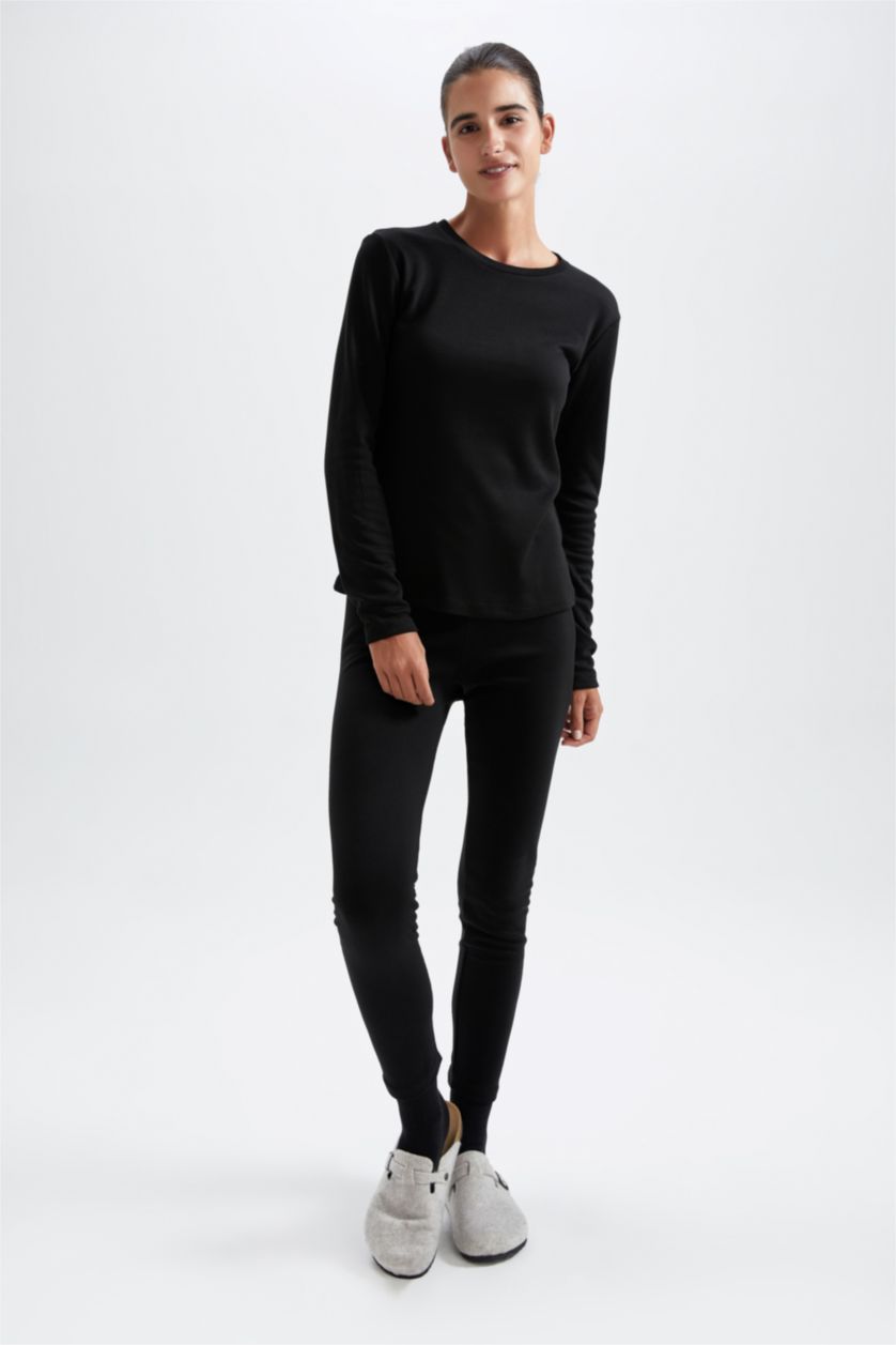 WOMAN Black Fall In Love Slim Fit Thermal Underwear Bottom