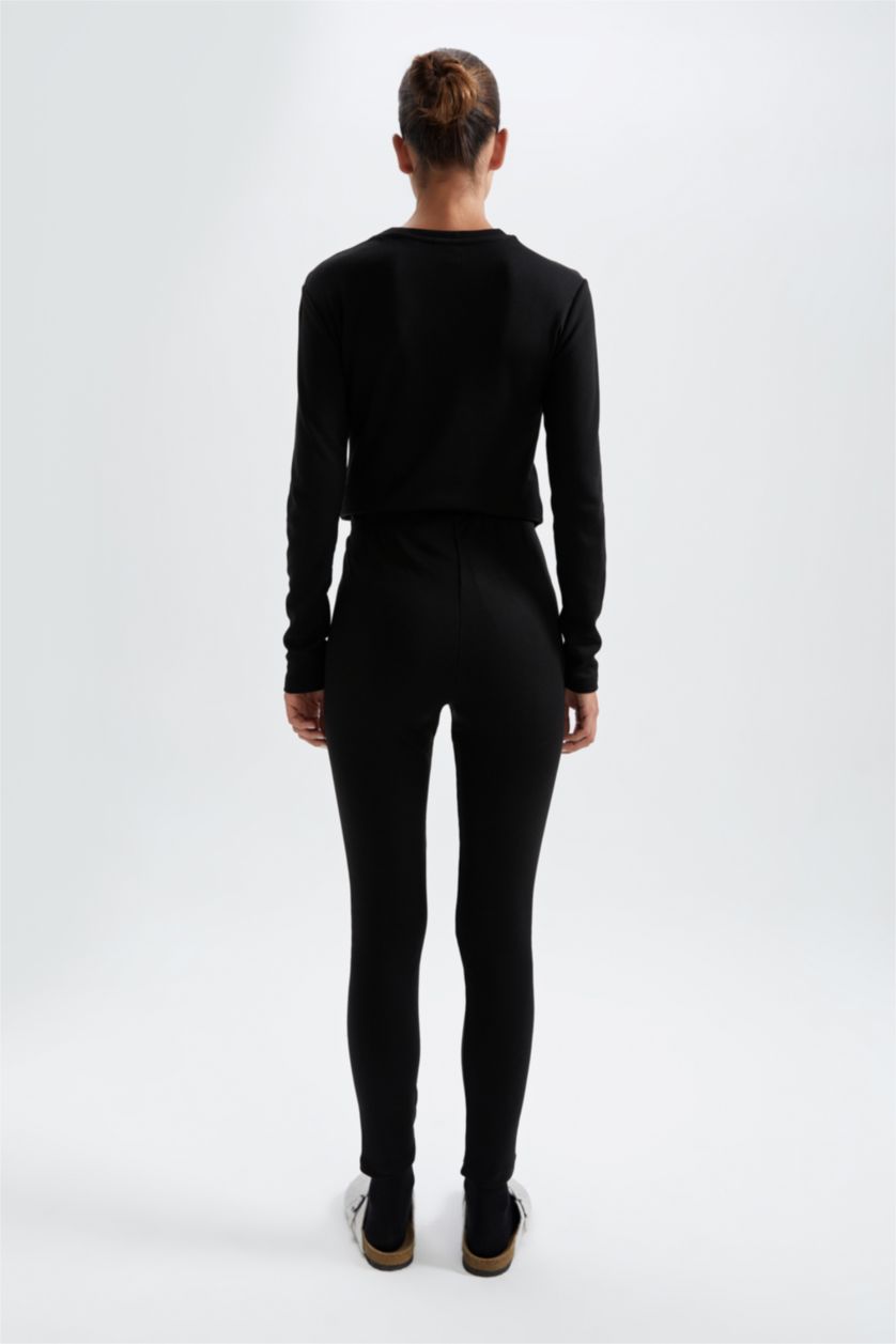 WOMAN Black Fall In Love Slim Fit Thermal Underwear Bottom