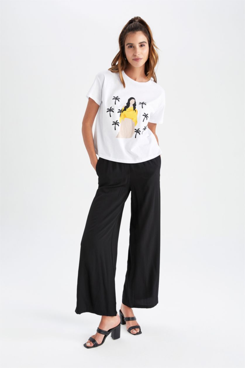 Kadın Siyah Wıde Leg Pantolon