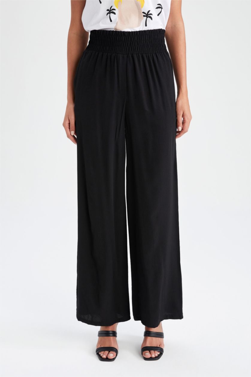 Kadın Siyah Wıde Leg Pantolon