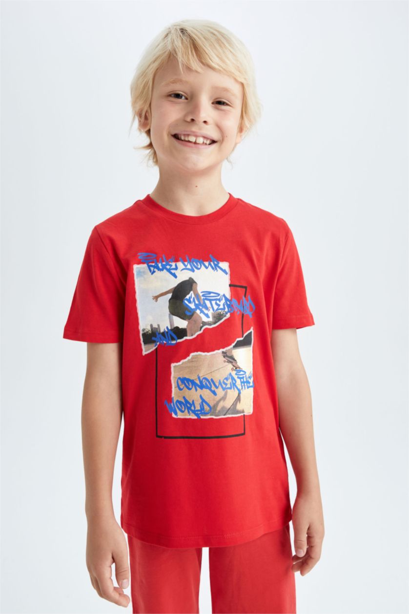 BOYS & TEENS Red Regular Fit Short Sleeve T-Shirt