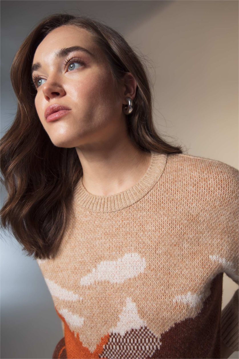 WOMAN Brown Regular Fit Crew Neck Tunic