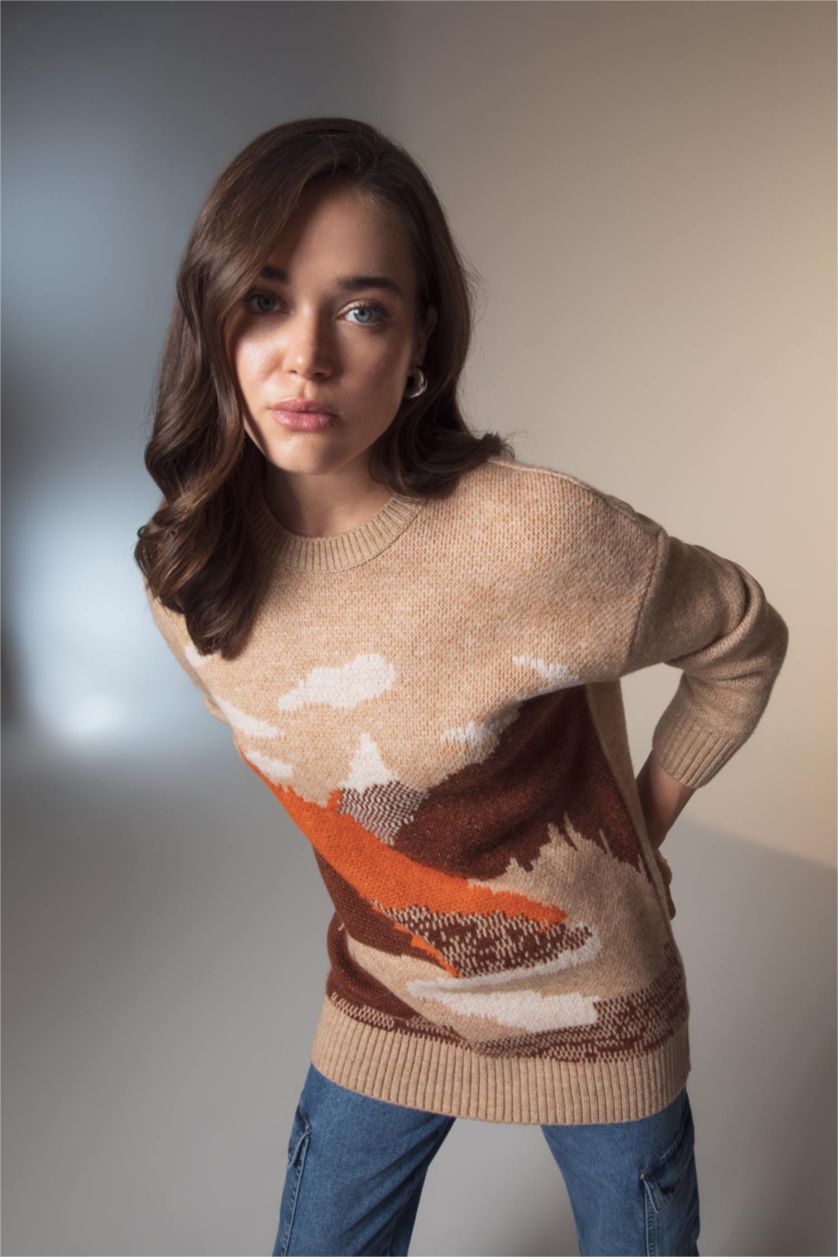 WOMAN Brown Regular Fit Crew Neck Tunic