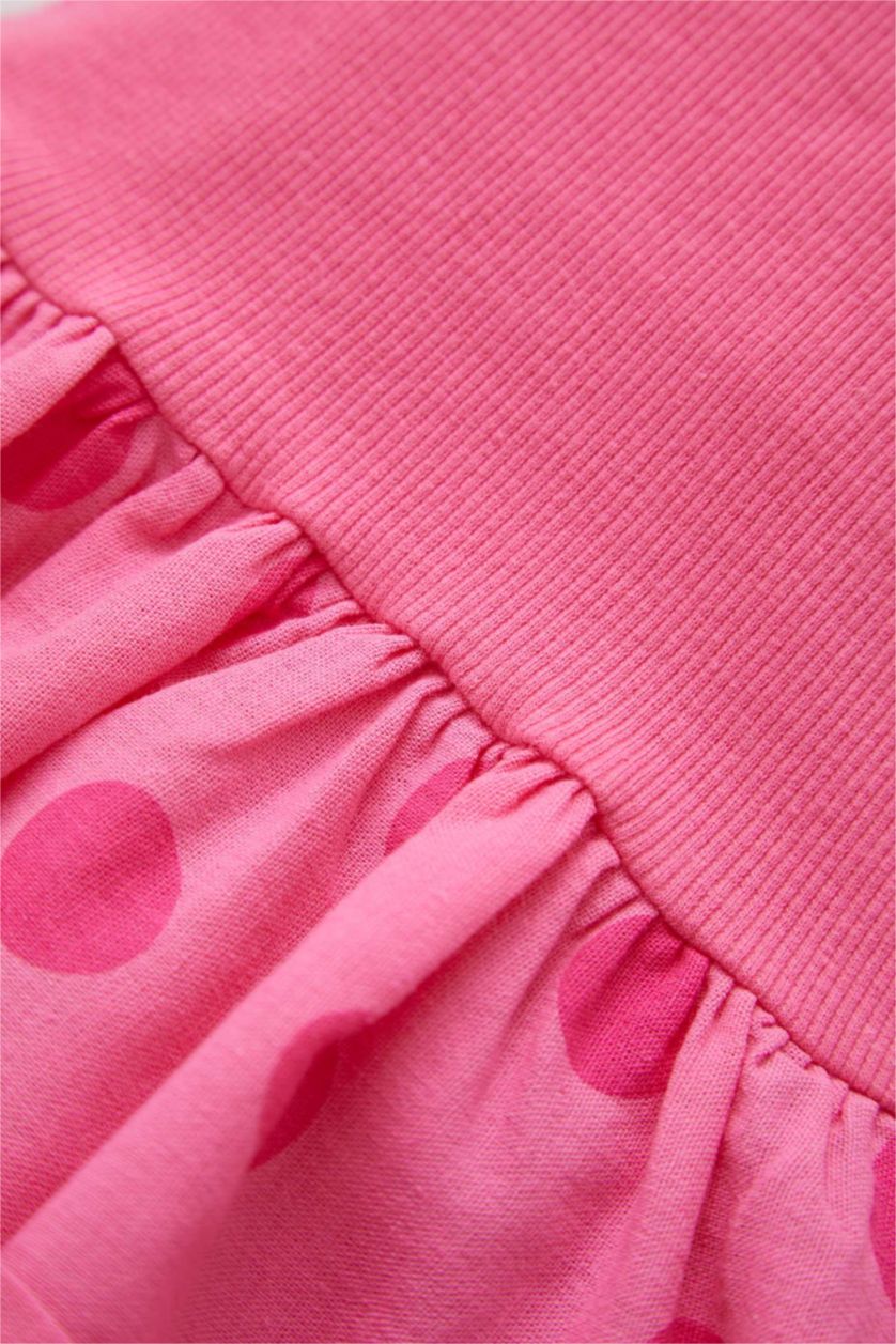 Baby Girl Coral Baby Girl Polka Dot Short Sleeve Ribbed Camisole Dress