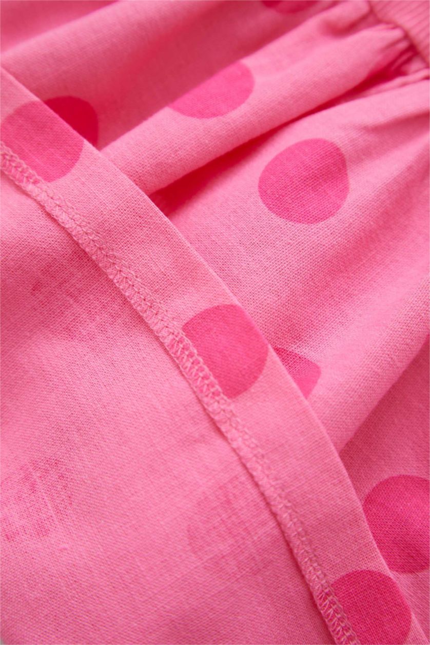Baby Girl Coral Baby Girl Polka Dot Short Sleeve Ribbed Camisole Dress
