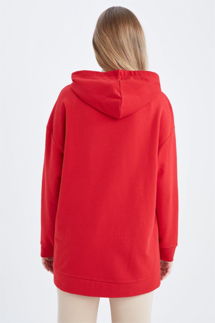 WOMAN Red Relax Fit Hooded Sweat Tunic