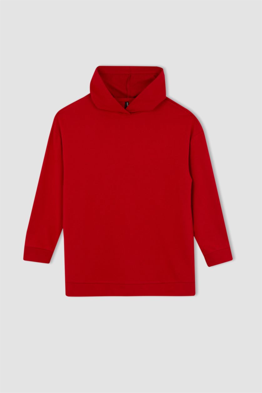 WOMAN Red Relax Fit Hooded Sweat Tunic