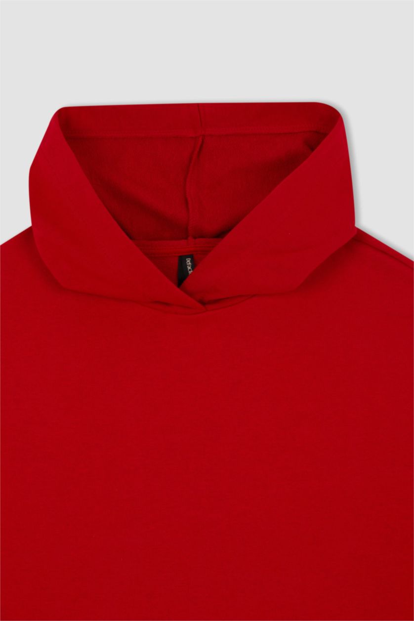 WOMAN Red Relax Fit Hooded Sweat Tunic