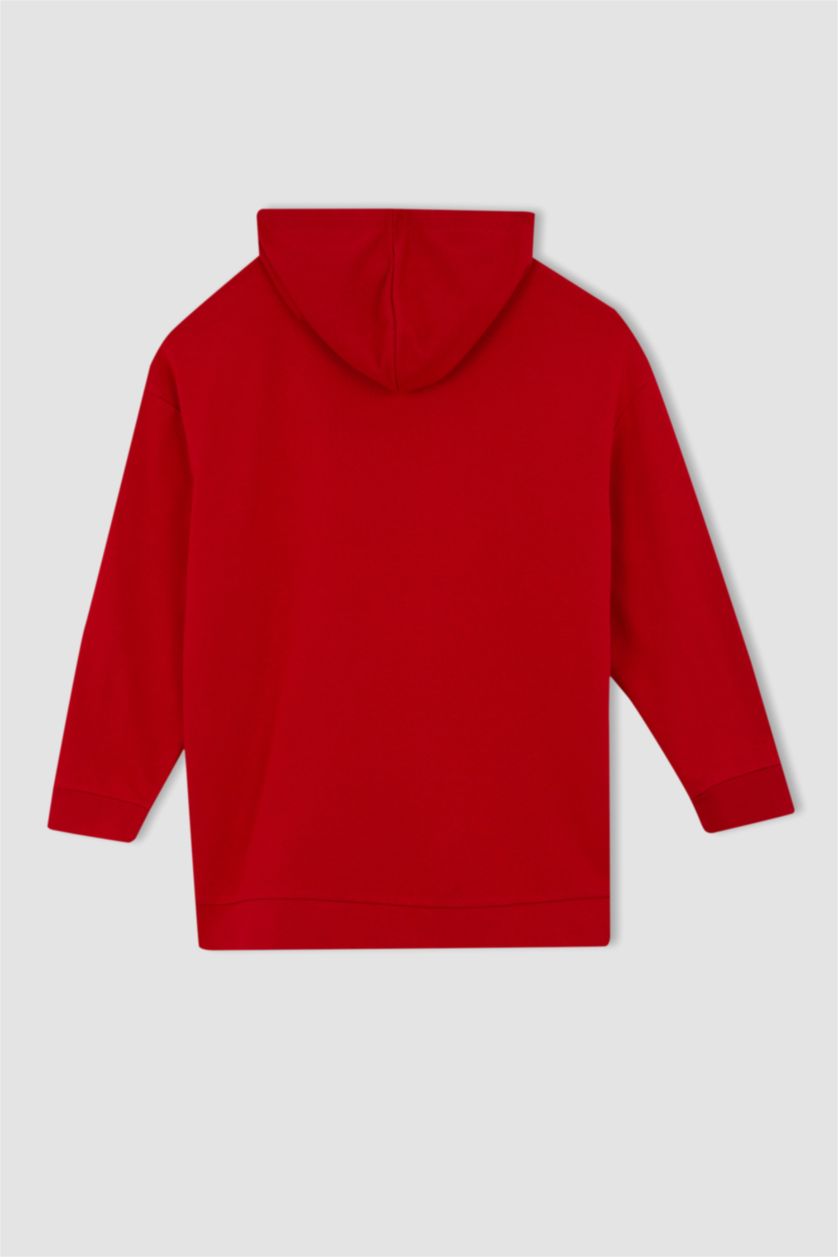 WOMAN Red Relax Fit Hooded Sweat Tunic