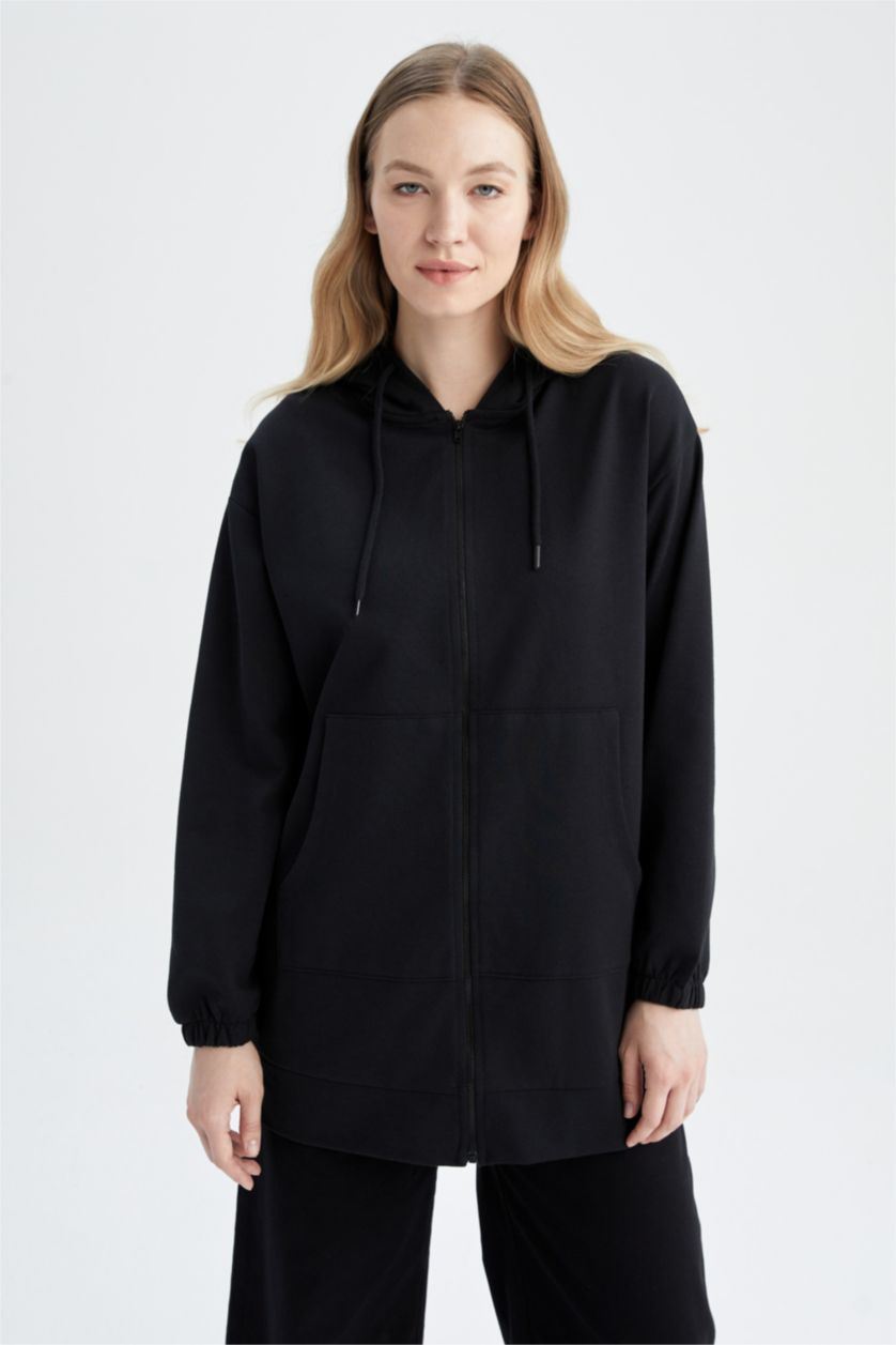 WOMAN Black Relax Fit Hooded Cardigan