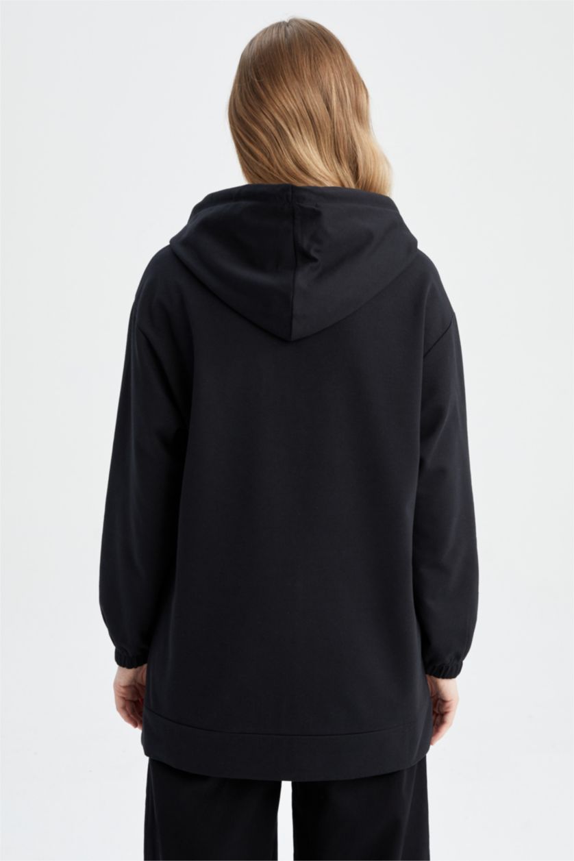 WOMAN Black Relax Fit Hooded Cardigan