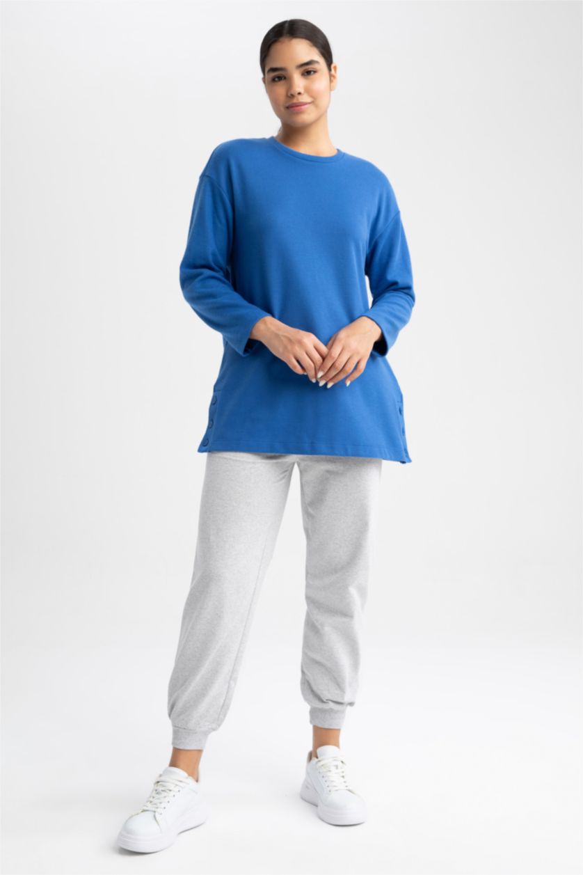 نساء ميلانج رمادي Relax Fit Thin Sweatshirt Fabric Trousers