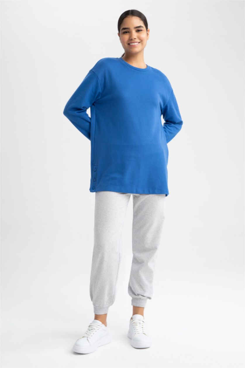 نساء ميلانج رمادي Relax Fit Thin Sweatshirt Fabric Trousers
