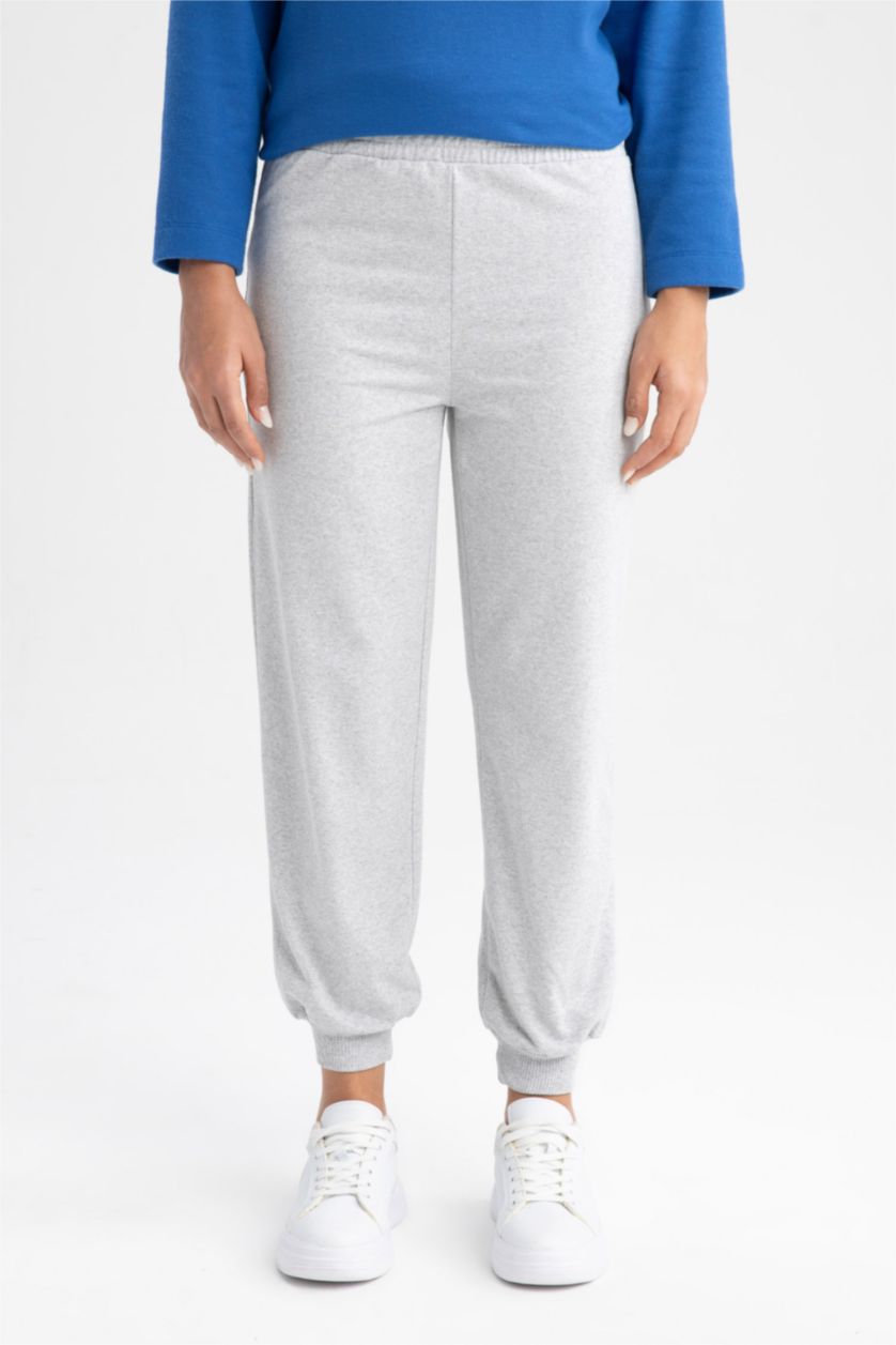 نساء ميلانج رمادي Relax Fit Thin Sweatshirt Fabric Trousers